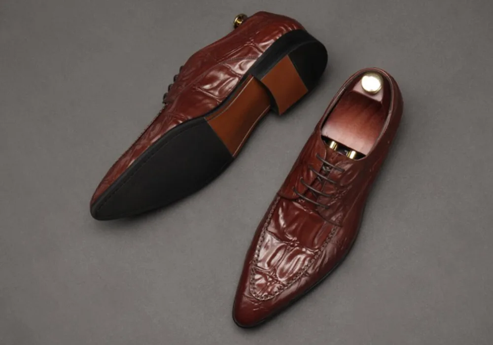 

Shiny Leather Men Derby Shoes Spring Autumn Italian Male Shoes Formal Pointed Toe Man Wedding Party Dress Shoes Oxfords Sapatos