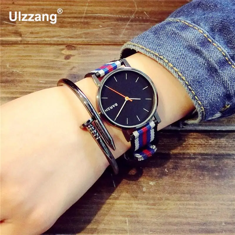 Горячая Распродажа модные джинсовые нейлоновые кварцевые часы наручные для