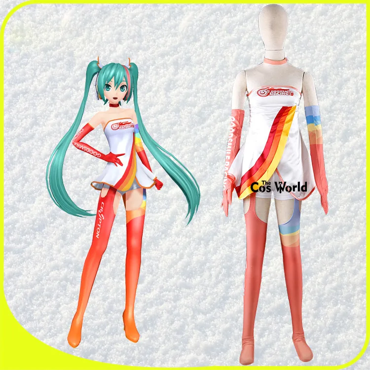 2016 Вокалоид Хацунэ Мику гоночный костюм комбинезоны топ туба тройник платье