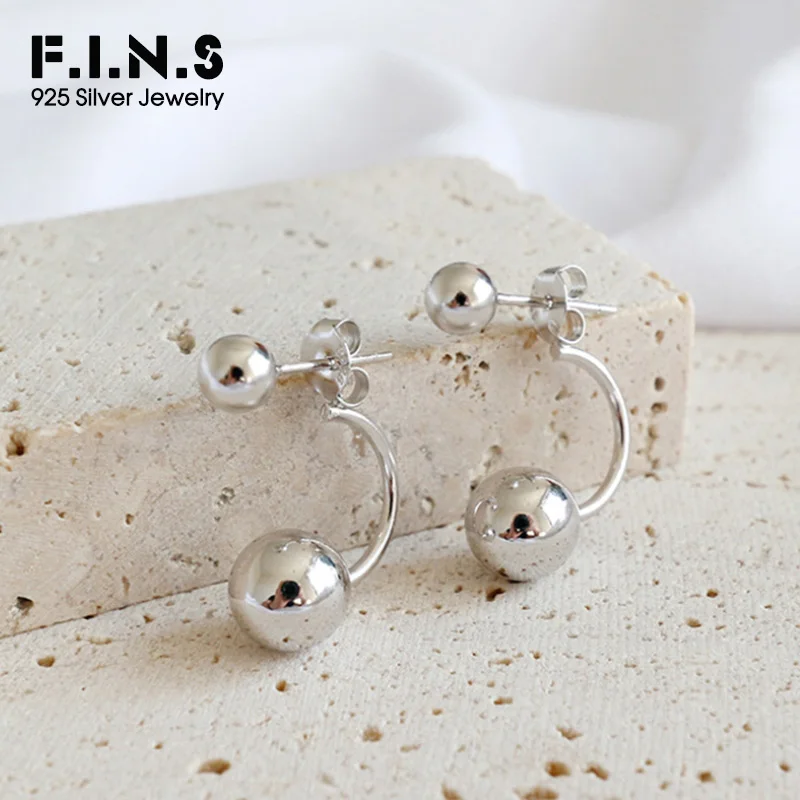Модные серьги из стерлингового серебра 925 пробы F.I.N.S полукруглые с шариками