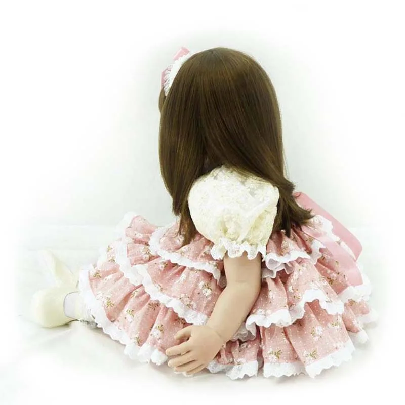 22 inch Fashion Simulation Doll Full Soft Vinyl & White Blouse Pink Skirt Lifelike Realistic Baby Toys Accompany for Gift|baby doll toy|doll