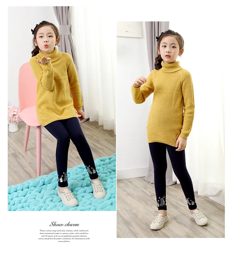 Бесплатная доставка От 2 до 13 лет осень 2017 г. Зимние леггинсы для девочек Брюки