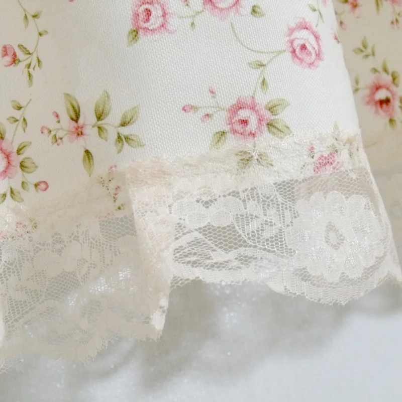 Короткие шторы кухонные занавески розового цвета с цветочным принтом пельмет