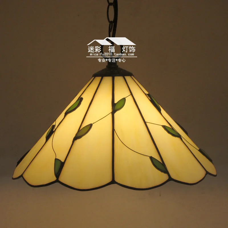 

12 Inch Flesh Country willow leaves Tiffany pendant light Stained Glass Lamp for Bedroom E27 110-240V
