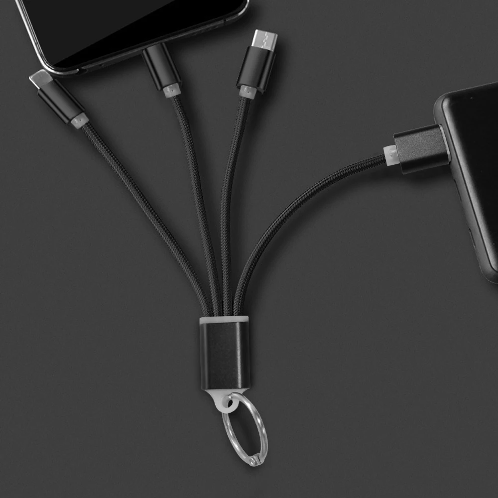 3 в 1 usb зарядный кабель брелок портативный микро type C мульти зарядное устройство