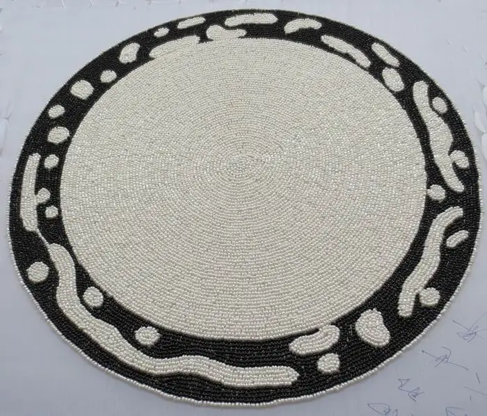 Luxury quality beaded placemat round manteles individuales para mesa white and black placemats factory direct linen | Дом и сад