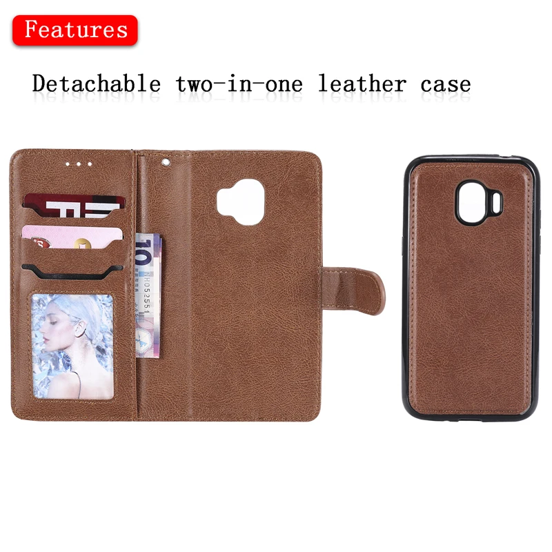 Detachable 2 in 1 Leather Case Flip Wallet Phone Soft Cover Shell Hull Coque Fundas for Samsung Galaxy J2 Pro J4 J6 J8 2018 EU | Мобильные
