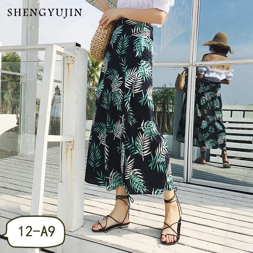 SHENGYUJIN 2019 Весна и лето Таиланд отпуск шифоновая юбка с цветами женский новый