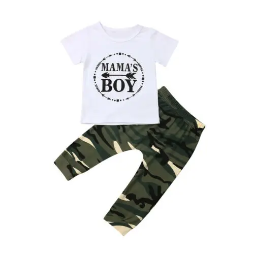Комплект из 2 предметов для новорожденных мальчиков футболка камуфляжные штаны
