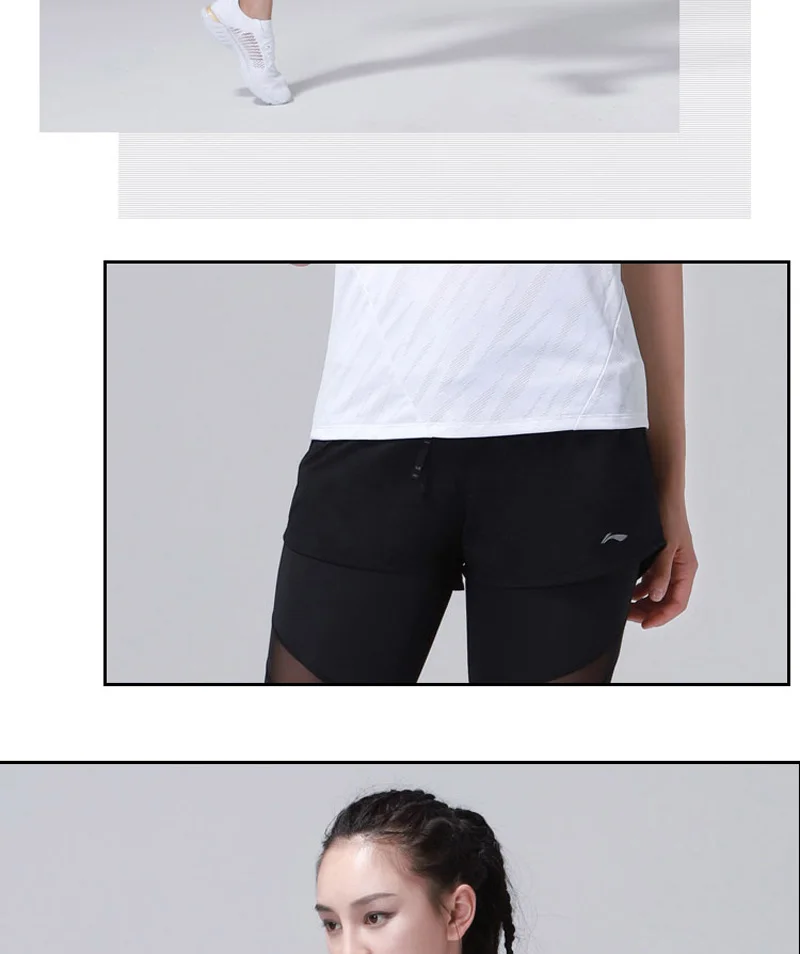 Li-Ning, женские спортивные шорты для бега, Стандартная посадка, 89% нейлон, 11% спандекс, подкладка, удобные дышащие шорты AKSN034 WKD580