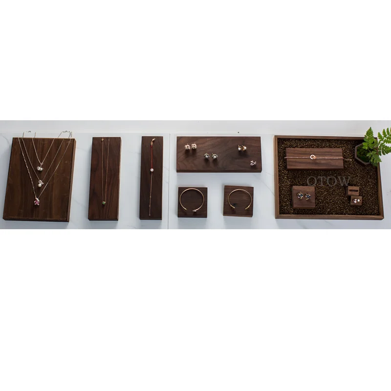 

Black Walnut Jewelry Display Tray Pendant Earrings Rings Display Blocks Solid Wood Jewelry Display Holder