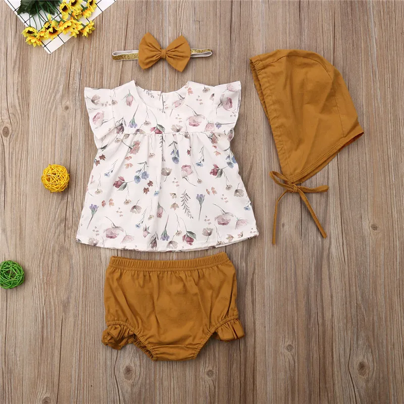 Новинка 4 шт. детский топ с оборками и рукавами для новорожденных девочек