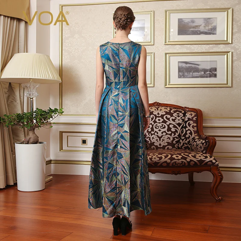 Женское длинное платье VOA винтажное из жаккардовой ткани с алмазной вышивкой без