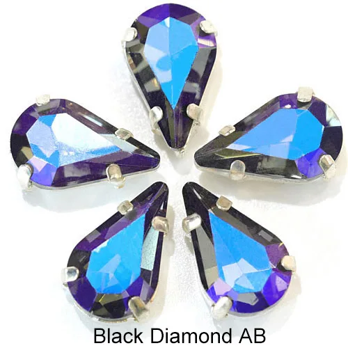 Black diamond ab 20 шт./лот, маленькие размеры, каплевидное стекло, пришивные стразы с клешнями, плоские разноцветные стразы с капельками для шитья одежды B0370 - Цвет: Black diamond ab