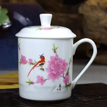 Керамическая чашка с крышкой фарфоровая для воды/напитков/кофе/чая от