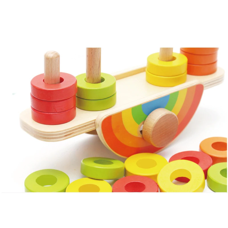 Разноцветные строительные блоки Монтессори деревянные радужные развивающая