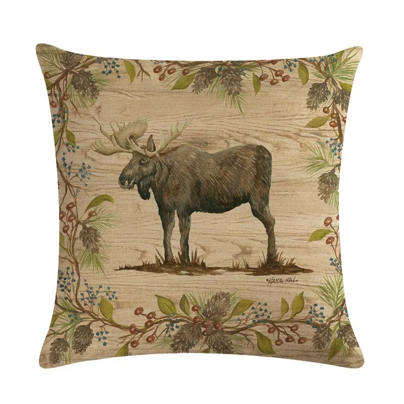 JAYQUERING Rural Trendy Bear Deer Animal Vintage Pillowcase 2019 New Design Flax High Quality Bedding Home Textile Products E482 | Дом и сад