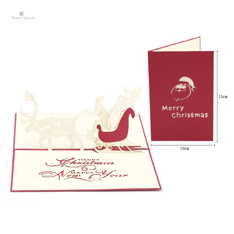 Бумажная открытка SPIRITZ с рождественским оленем 3D лазерная вырезка пустым