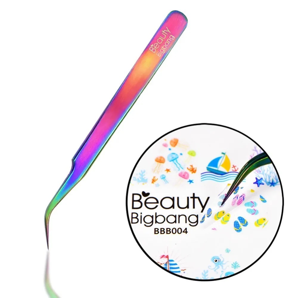 BEAUTYBIGBANG 16,8*3,8 см Радуга ногтей Пинцет Маникюр Nail Art Инструмент аксессуары ремонт ресниц наращивание ногтей инструмент