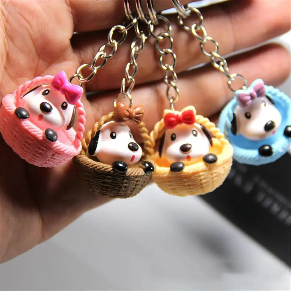 

Random color unisex Cute Practical Cartoon Creative Basket Puppy Dog Keychain Pendant Practical Small Gift