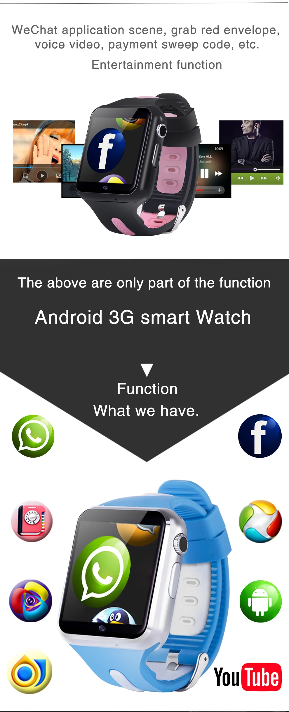 Детский трекер 3g умные часы Wifi gps LBS расположение SD карта памяти WhatsApp facebook play музыка отслеживание детские часы V5W/V7W