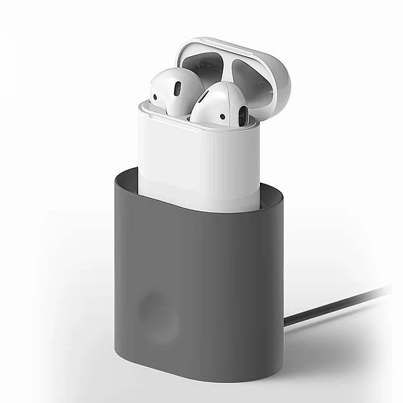 Силиконовый защитный чехол для Airpods i7 i10 tws зарядный чехол Настольная подставка держатель для зарядки док-станции Аксессуары Гаджеты - Цвет: gray