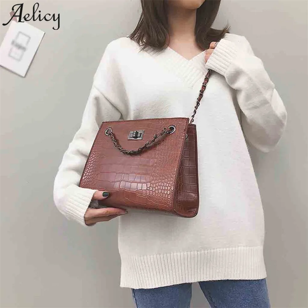 Aelicy сумка 2 шт. винтажные кожаные женские сумки на молнии с замком женская цепочке