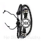 Триединая Луна браслет богини пентаграмма ювелирные изделия с изображением ведьмы 20 мм стеклянный купол, Необычные черныйкоричневый кожаный браслет очарование Wicca, ювелирные изделия