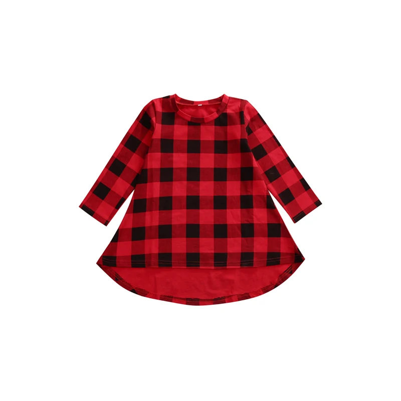 Newborn Infant Baby Girls Casual Cotton Long Sleeve O-Neck A-Line Knee-Length Plaid Dress Outfit girls party dress | Детская одежда и