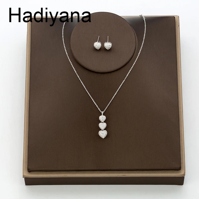 Женский комплект украшений Hadiyana набор из ожерелья и сережек с блестящим