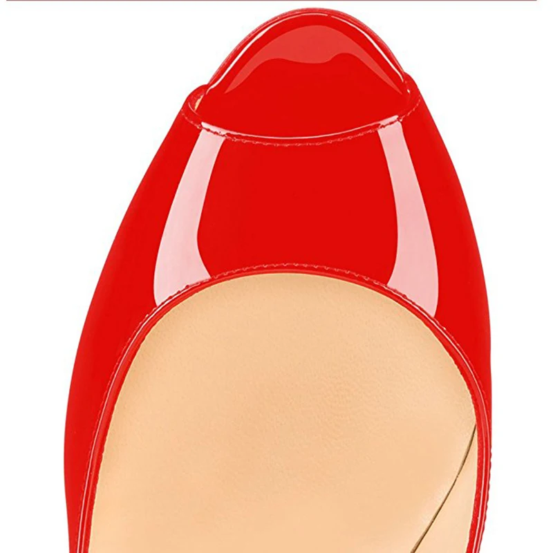 Пикантные осенние женские туфли лодочки с открытым носком цвет красный черный