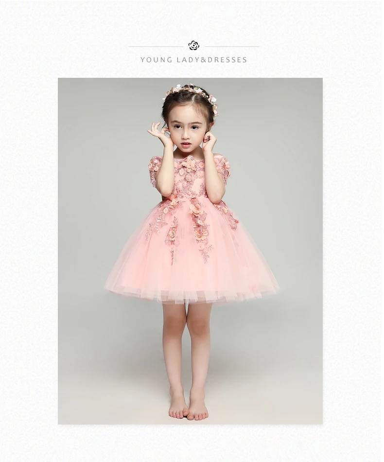 Glizt/платья для первого причастия с открытыми плечами для девочек; Vestido Daminha Casamento; роскошное бальное платье; розовое платье из органзы с цветочным узором для девочек