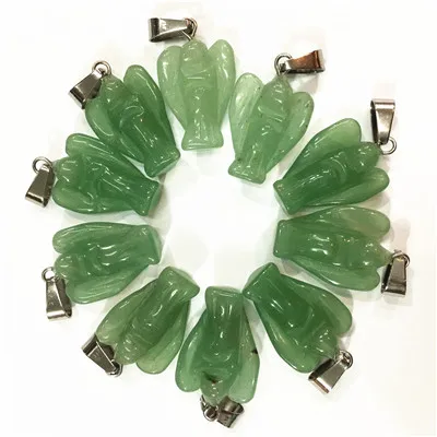 Green aventurine Модный натуральный камень подвески ангелы исцеления Подвески бирюзой Агаты опал для Для женщин Изготовление ювелирных ожерелий, 12 шт - Окраска металла: Green aventurine