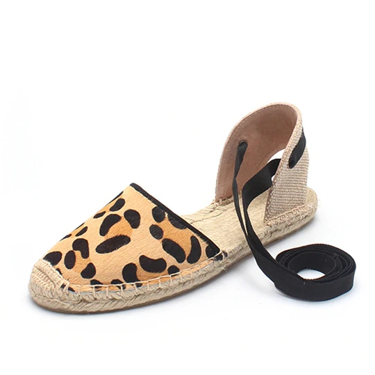 Женская обувь с леопардовым принтом из натуральной кожи эспадрильи на плоской