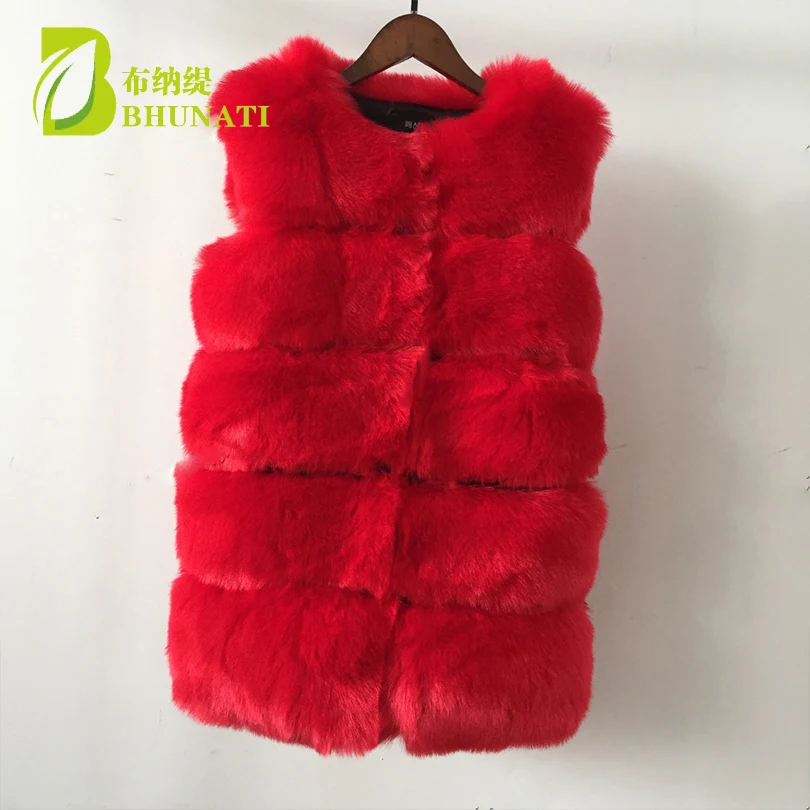 BHUNATI 2018 зимний женский жилет из искусственного меха черное красное пальто без