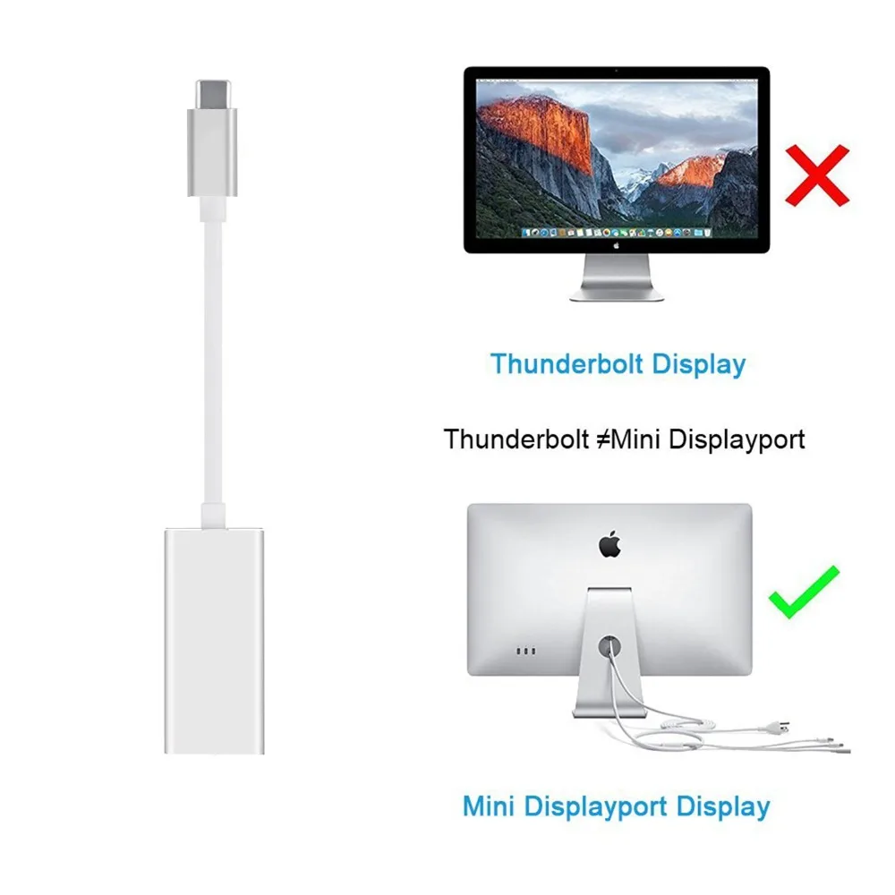 Адаптер USB C к Mini DP 4K 60 Гц Type Display адаптер Plug and Play Thunderbolt 3 конвертер для MacBook Pro |