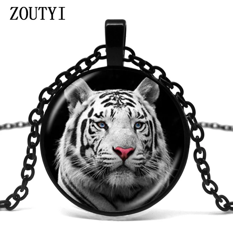 2018/ожерелье с белым тигром натуральный большой кулон в виде кошки ожерелье