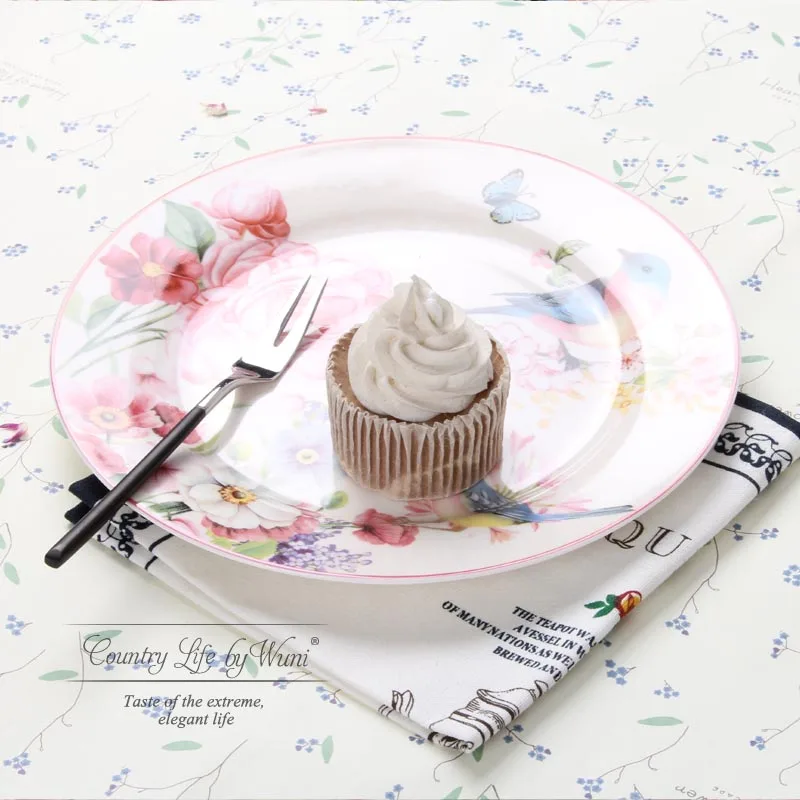 Европейская сельская костяная китайская посуда и тарелки фарфоровая десертная