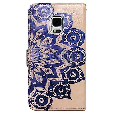 Bcov Brand Blue Flower Pattern Folio Leather Cover Case For Samsung Galaxy Note 4 103027769 |