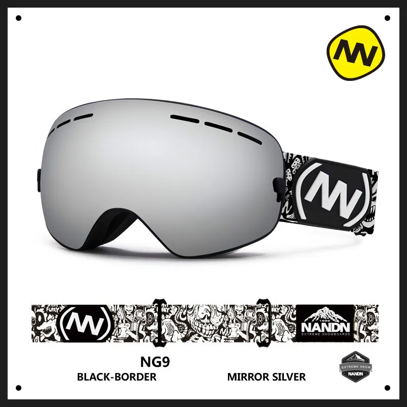 Balck Silver NANDN Детские Лыжные двуслойные очки большие сферические незапотевающие ветрозащитные лыжные Набор очков детские лыжные очки близорукость адаптер - Цвет: Balck Silver