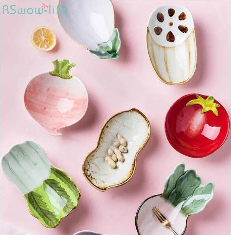

Household Creative Ceramic Plate Cute Fruit Plates Soy Sauce Dish Salad Plate Candy Dish Kitchen Supplies