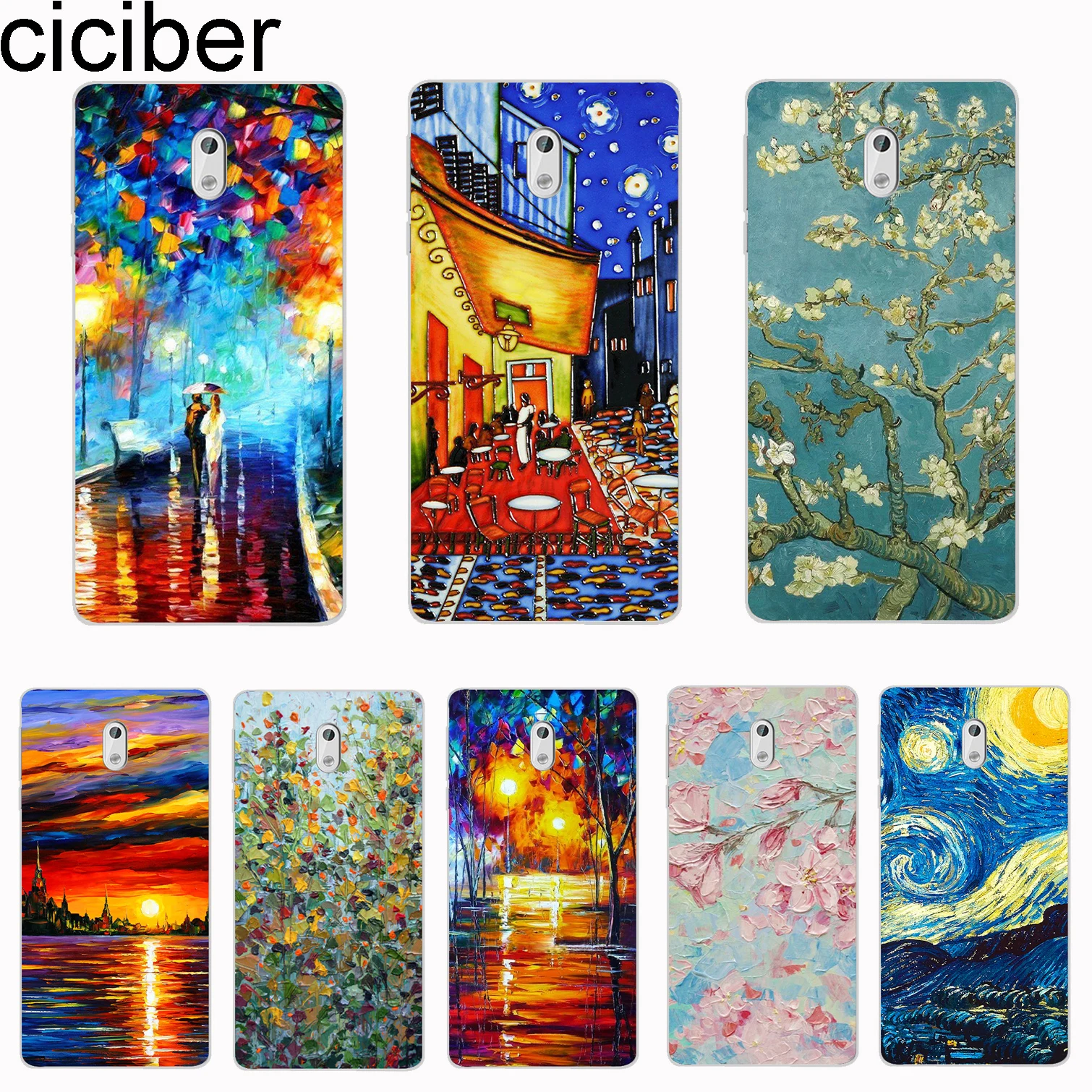 ciciber For Nokia 8 7 7.1 6 6.1 5 5.1 3 3.1 2.1 Plus 9 PureView Phone Cases X7 X6 X5 X3 Cover Soft TPU Van Gogh |