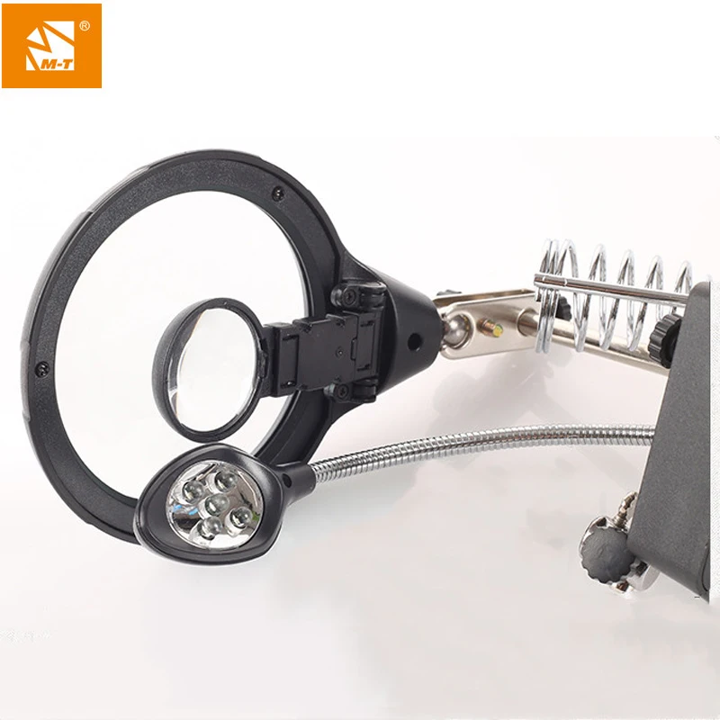 M-Triangle Welding Magnifying Glass with 5 LED Auxiliary Clip Magnifier 3.5X-12X Lens Soldering Repair Tool | Инструменты