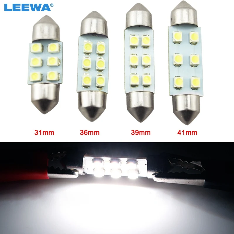 СУПЕРБЕЛАЯ Светодиодная лампа LEEWA 1 шт. 31 мм/36 мм/39 мм/41 мм 1210/3528 дюймов 6SMD