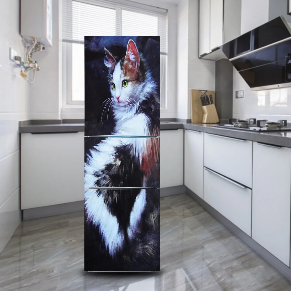 DIY кошка водонепроницаемый самоклеющийся холодильник стикер двери холодильника обои-покрытие стикер стены s для кухни декор для холодильника