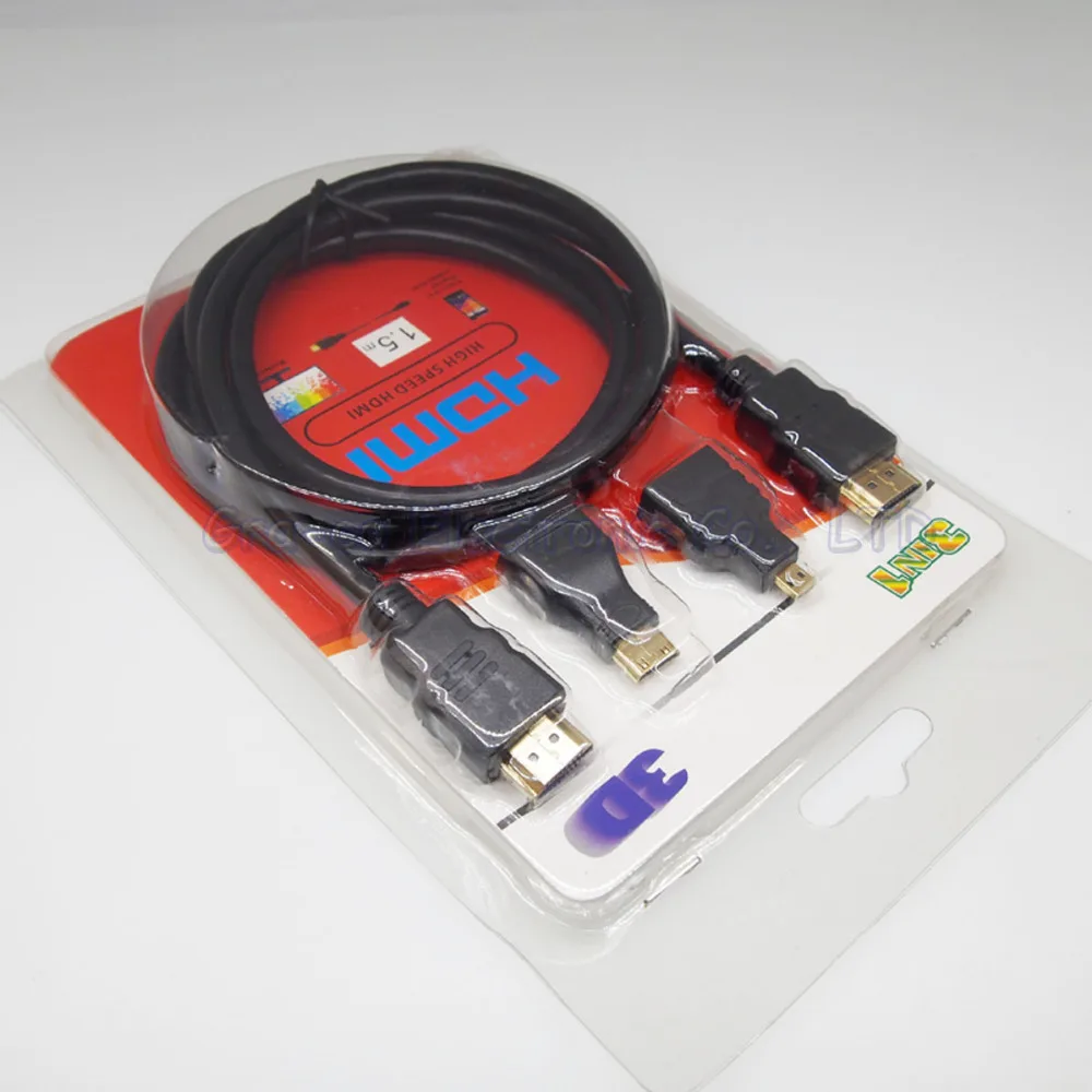 1 компл./лот 5 м HDMI кабель версии 4 с адаптером Mini HDMI/Micro для планшета и телевизора|hdmi