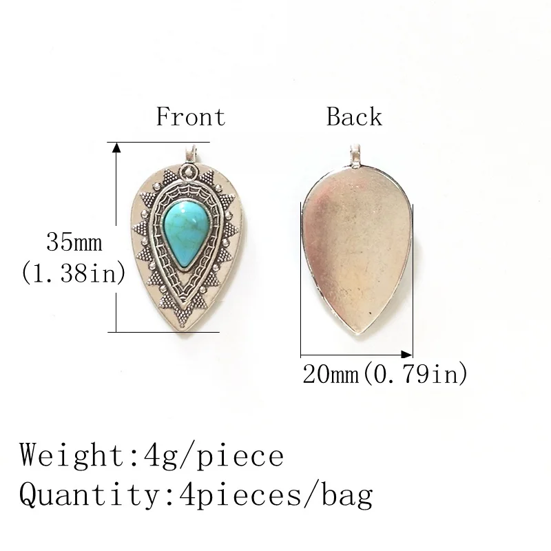 4 шт. винтажные Подвески в виде капли воды 35 мм|charms big|charm pendantsilver charm pendant |