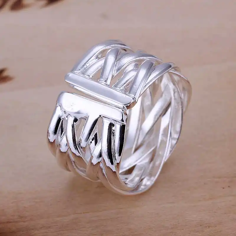 2015 посеребренные Свадебные кольца плетеные anillos оптом SMTR022|wedding rings|ring wholesalewholesale