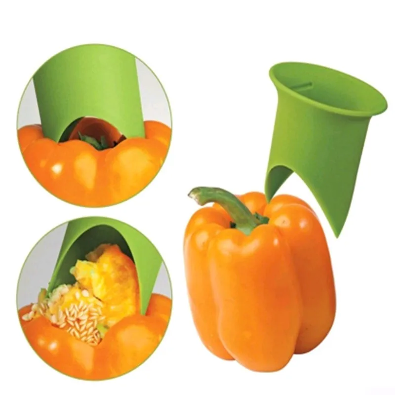 Многофункциональный 2 шт зеленый перец чили для удаления сердцевины устройства
