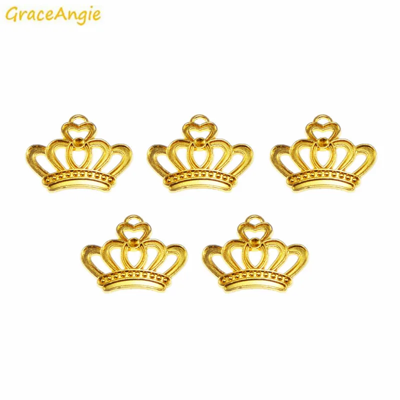 GraceAngie 90 шт. оптовая продажа подвеска в форме короны золотого цвета женский